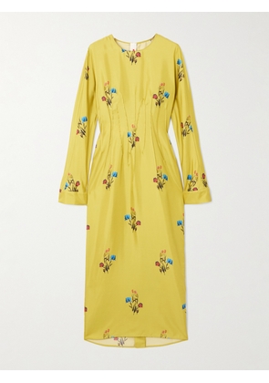 Marni - Floral-print Silk-twill Midi Dress - Yellow - IT38,IT40,IT42,IT44,IT46,IT48