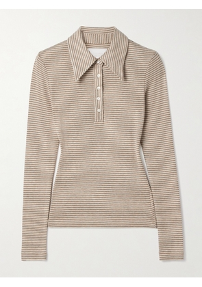 Citizens of Humanity - Shara Striped Jersey Polo Shirt - Neutrals - x small,small,medium,large,x large