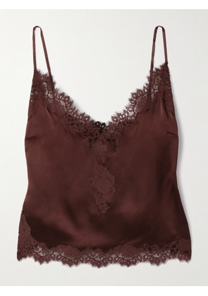 DÔEN - Kira Corded Lace-trimmed Silk-satin Camisole - Brown - x small,small,medium,large,x large