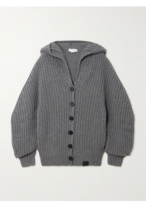 Stella McCartney - Hooded Ribbed Recycled-cashmere And Wool-blend Cardigan - Gray - small,medium,large