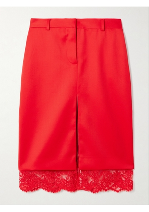 Stella McCartney - Lace-trimmed Wool Skirt - Red - IT34,IT36,IT38,IT40,IT42,IT44,IT46,IT48