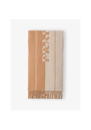 Mens Prada Small Logo-Jacquard Wool Scarf