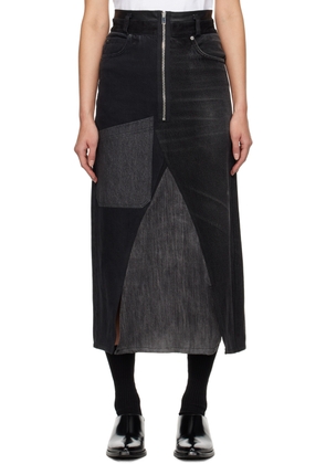 Carter Young Black Re-Worked Denim Maxi Skirt