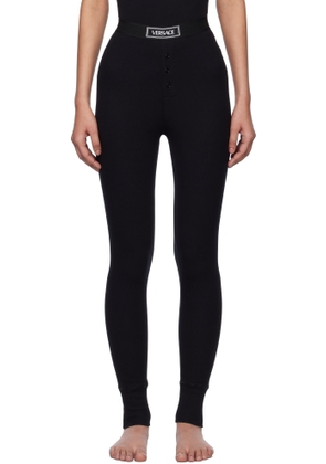 Versace Underwear Black 90s Vintage Logo Ribbed Leggings