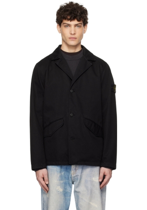 Stone Island Black Organic Cotton Garment Dyed Blazer