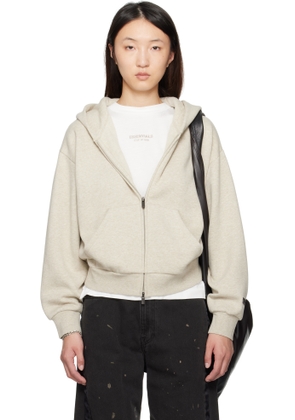 Fear of God ESSENTIALS Beige Classic Fit Zip-Up Hoodie