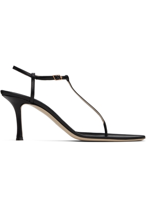 CHRISTEN Black 75mm Mono Strap Heeled Sandals