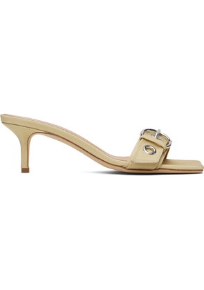 Aeyde Beige Ilvy Eyelet Grosgrain Mules