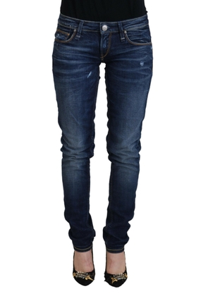 Blue Washed Cotton Low Waist Women Casual  Jeans - W26