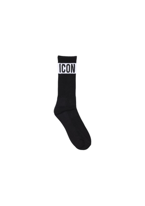 Icon Black Cotton Sock - One Size