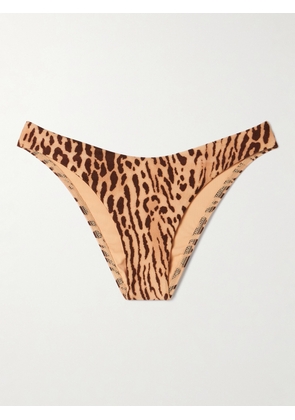 Zimmermann - Cascadian Whipstitched Leopard-print Bikini Briefs - Brown - 01,2,3,4
