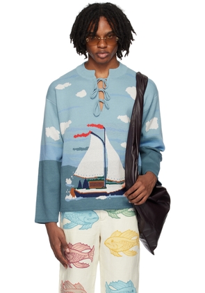 Bode Blue Pinafore Sweater