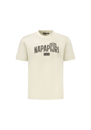 Napapijri Beige Cotton Men T-Shirt - S