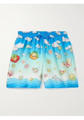 Casablanca - Straight-Leg Printed Silk-Twill Shorts - Men - Blue - S