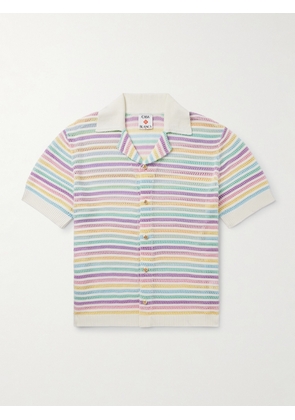 Casablanca - Flower Camp-Collar Striped Crocheted Cotton Shirt - Men - White - S