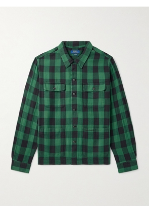 Polo Ralph Lauren - Logo-Embroidered Checked Cotton-Flannel Overshirt - Men - Green - S