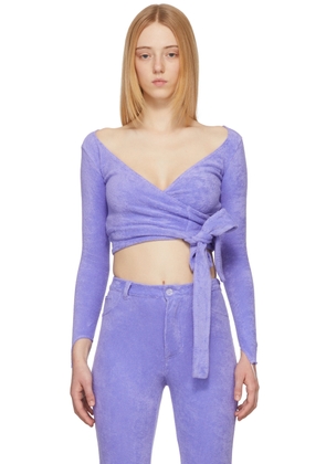 Maisie Wilen Purple Terrycloth Dramady Cardigan