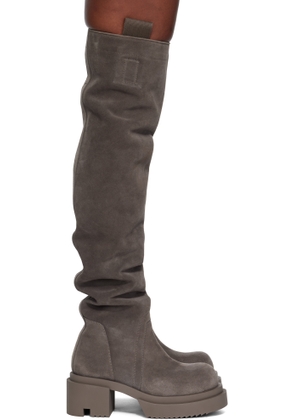 Rick Owens Gray Concordians Wader Bogun Tall Boots