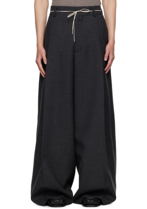 Dries Van Noten Gray Wide Pleated Trousers