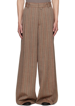 Dries Van Noten Tan Wide Pleated Trousers