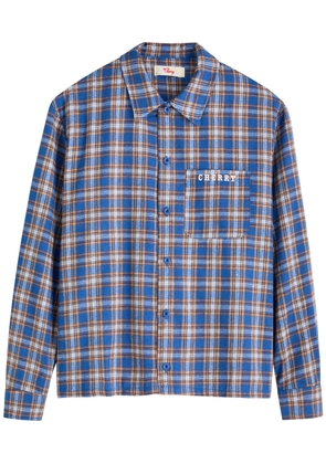 Cherry Los Angeles Logo-embroidered Checked Flannel Shirt - Blue - M