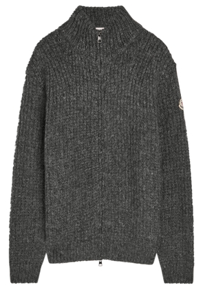 Moncler Ribbed Alpaca-blend Cardigan - Charcoal - Xxl