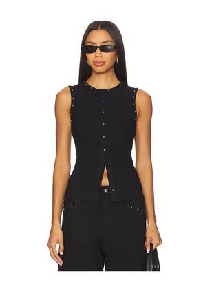 Never Fully Dressed Studded Button Tank in Black. Size L. Also in M, S, XL, XXL.