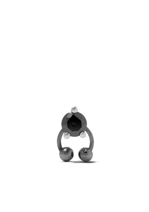 Delfina Delettrez Farfetch Exclusive 18kt white gold Two In One Pierced Black Diamond stud - Silver