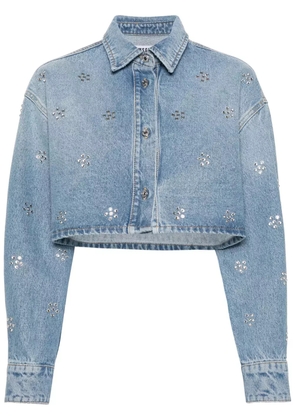 MSGM rhinestone-embellished denim shirt - Blue