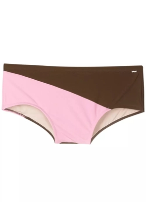 Amir Slama panelled swim trunks - Brown