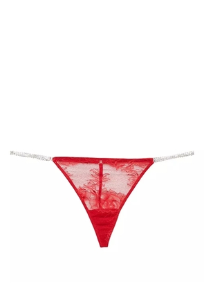 Fleur Du Mal Crystal Bouquet lace V-string - Red