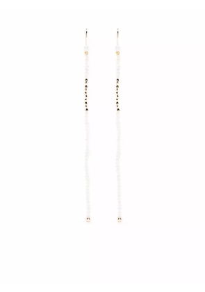 Mizuki 14kt yellow gold Dancing pearl long earrings