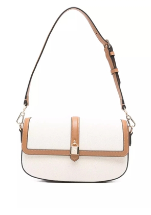 Karl Lagerfeld leather-trimmed canvas shoulder bag - Neutrals