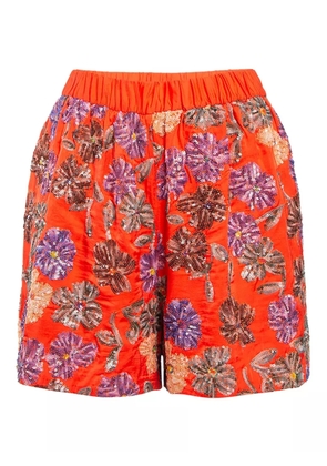 Maje pre-owned Izul sequin-embellished floral shorts - Orange
