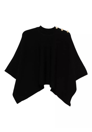 Karl Lagerfeld ribbed button-fastening poncho - Black