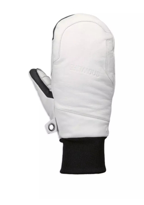 SNOWLIFE SMitten leather panelled mittens - White