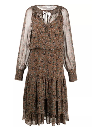 Veronica Beard Tunis floral-print midi dress - Brown