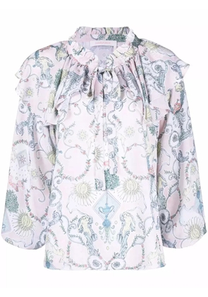 See by Chloé baroque-print ruffled blouse - Pink