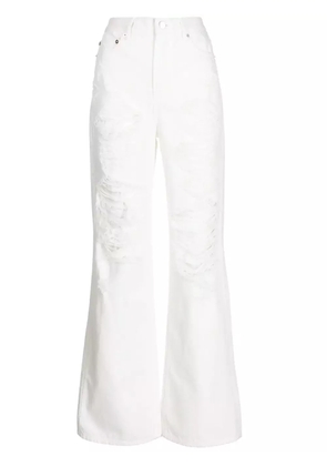 Goen.J ripped high-rise straight-leg jeans - White