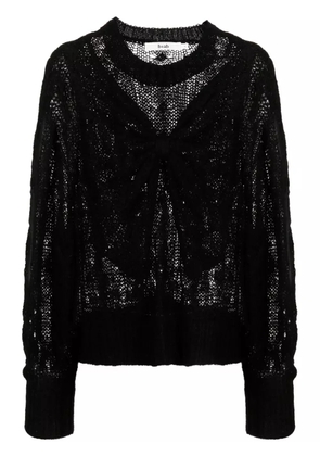 b+ab bow-embellished cable-knit jumper - Black