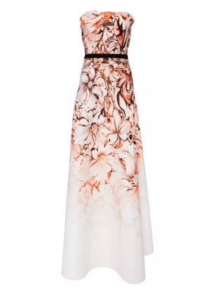 Saiid Kobeisy floral-print neoprene gown - White