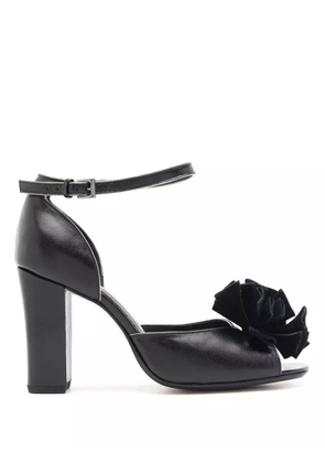 Sarah Chofakian Chantilly 75mm floral-appliqué leather sandals - Black