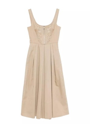 Elie Saab embroidered gabardine dress - Grey