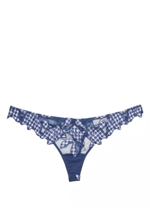 Fleur Du Mal Lily embroidered hipster thong - Blue