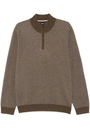 BOSS intarsia-knit sweater - Brown