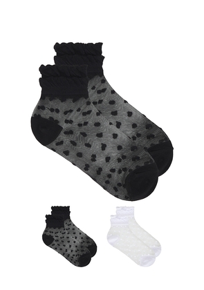 Stems Pippa Ruffle Dot Socks Pack Of 2 in Black.