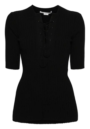Stella McCartney lace-up ribbed top - Black