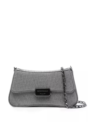 Emporio Armani logo-plaque glittered shoulder bag - Silver