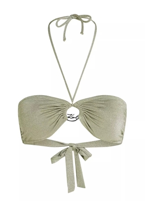 Karl Lagerfeld logo-ring bikini top - Green
