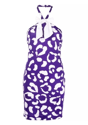 Moschino Pre-Owned 2000s leopard-print halterneck dress - Purple